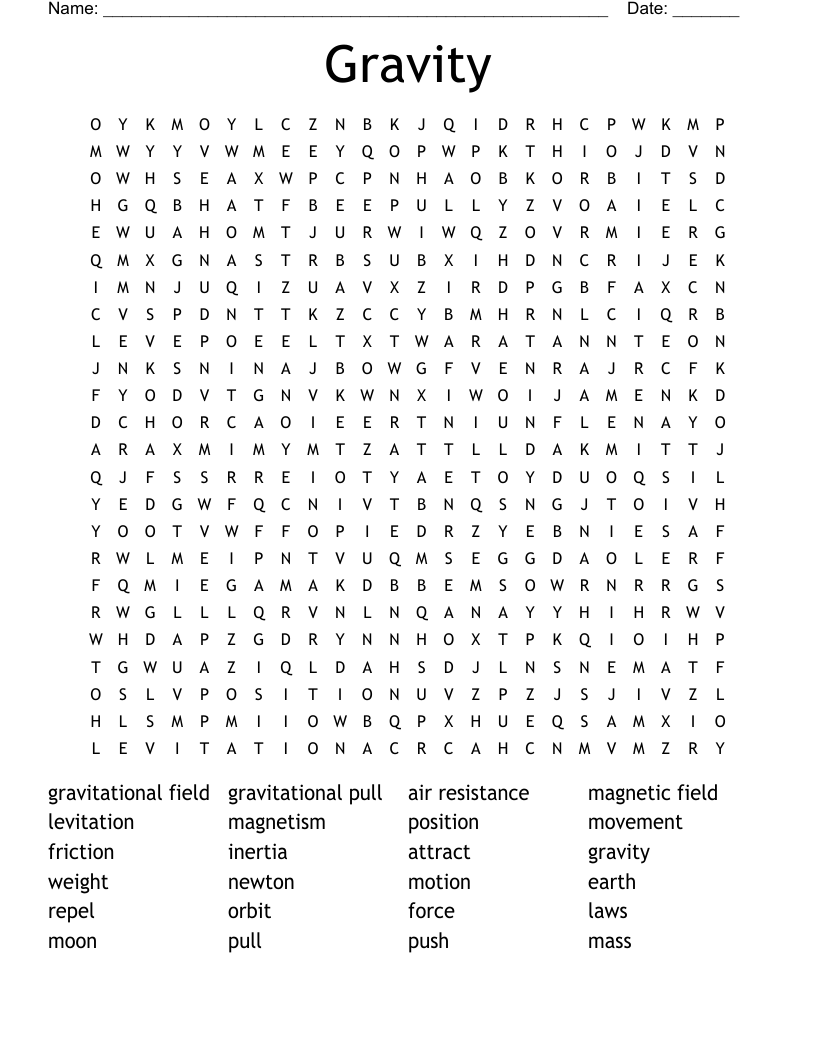 Gravity Word Search