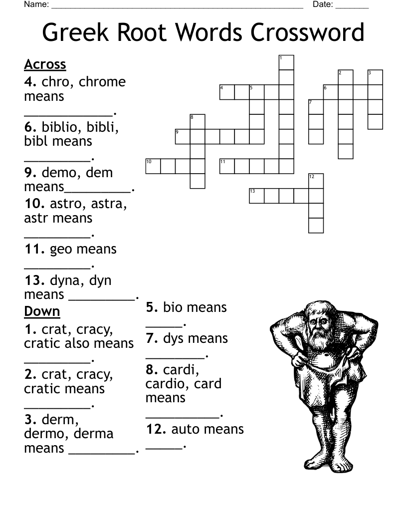 Greek Root Words Crossword
