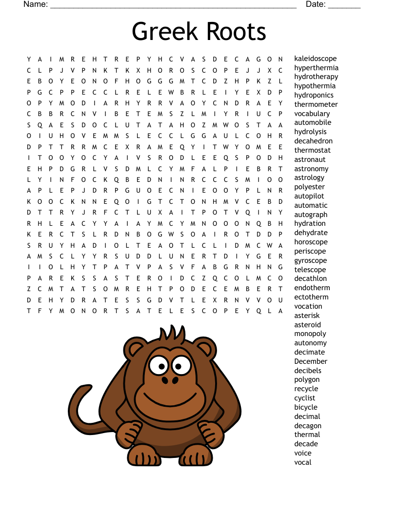 Greek Roots Word Search