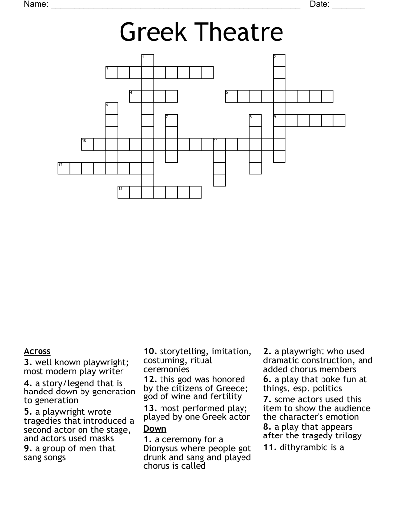 Greek Theatre Crossword
