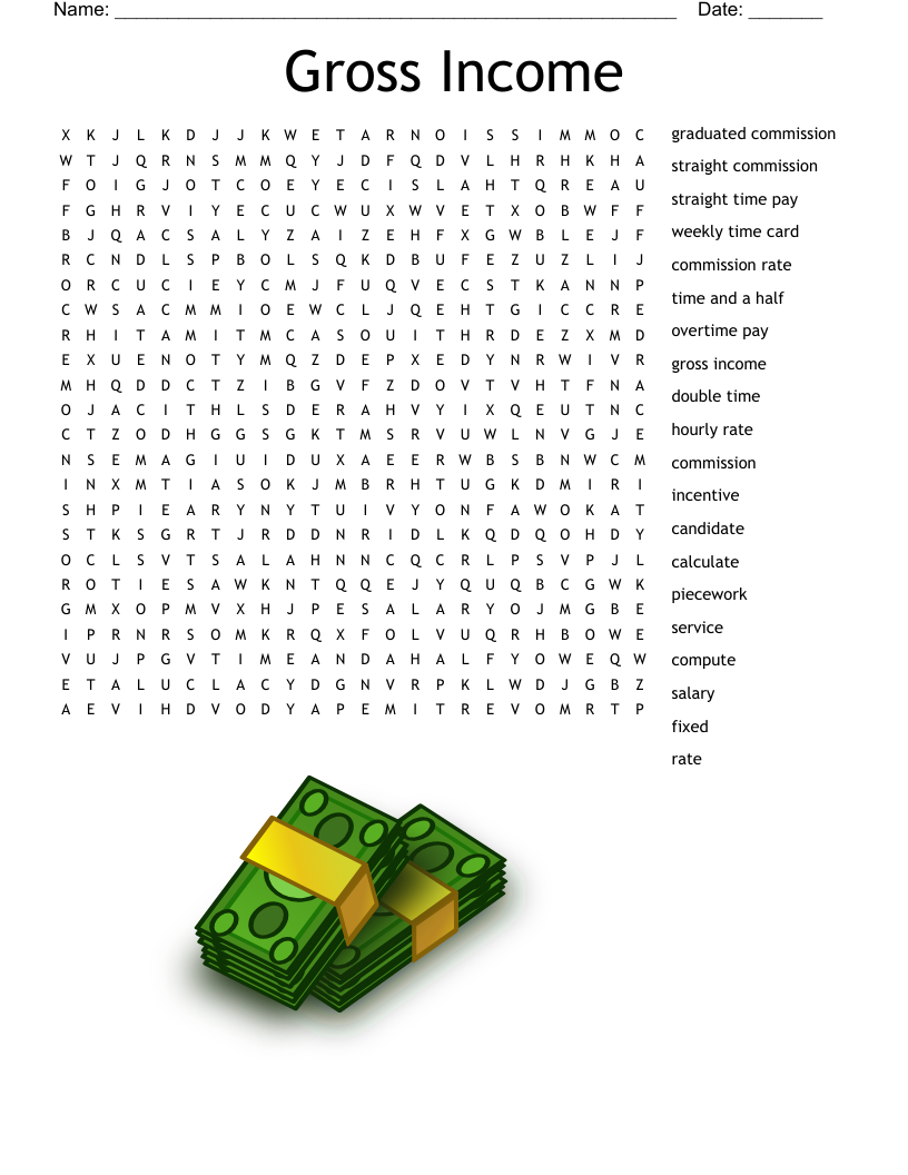 Gross Income Word Search