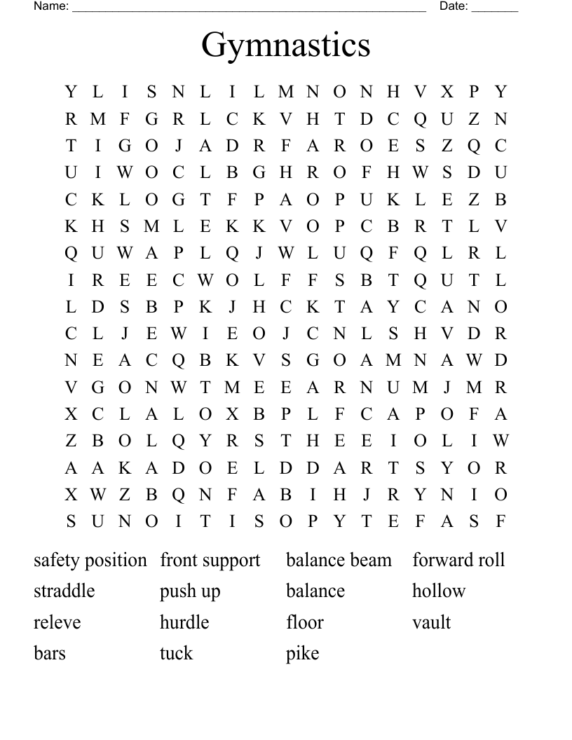 Gymnastics Word Search