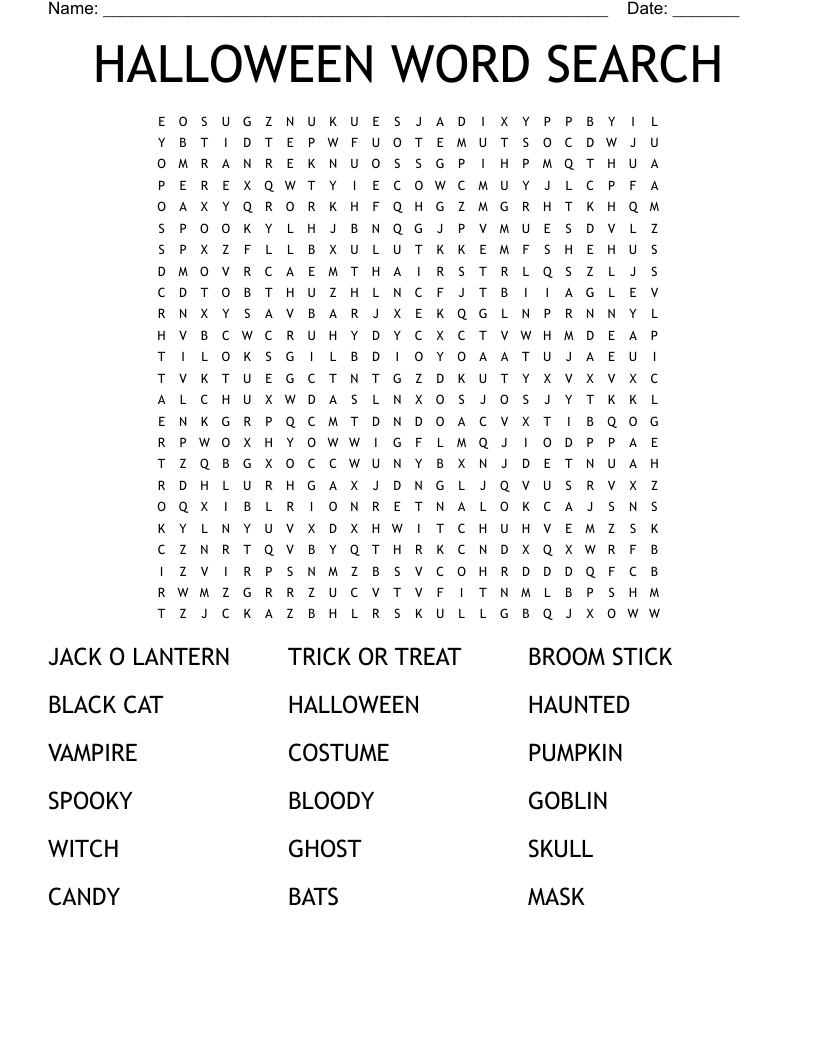 HALLOWEEN WORD SEARCH