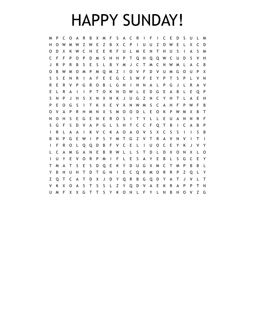 HAPPY SUNDAY! Word Search