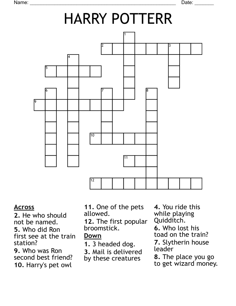 HARRY POTTERR Crossword