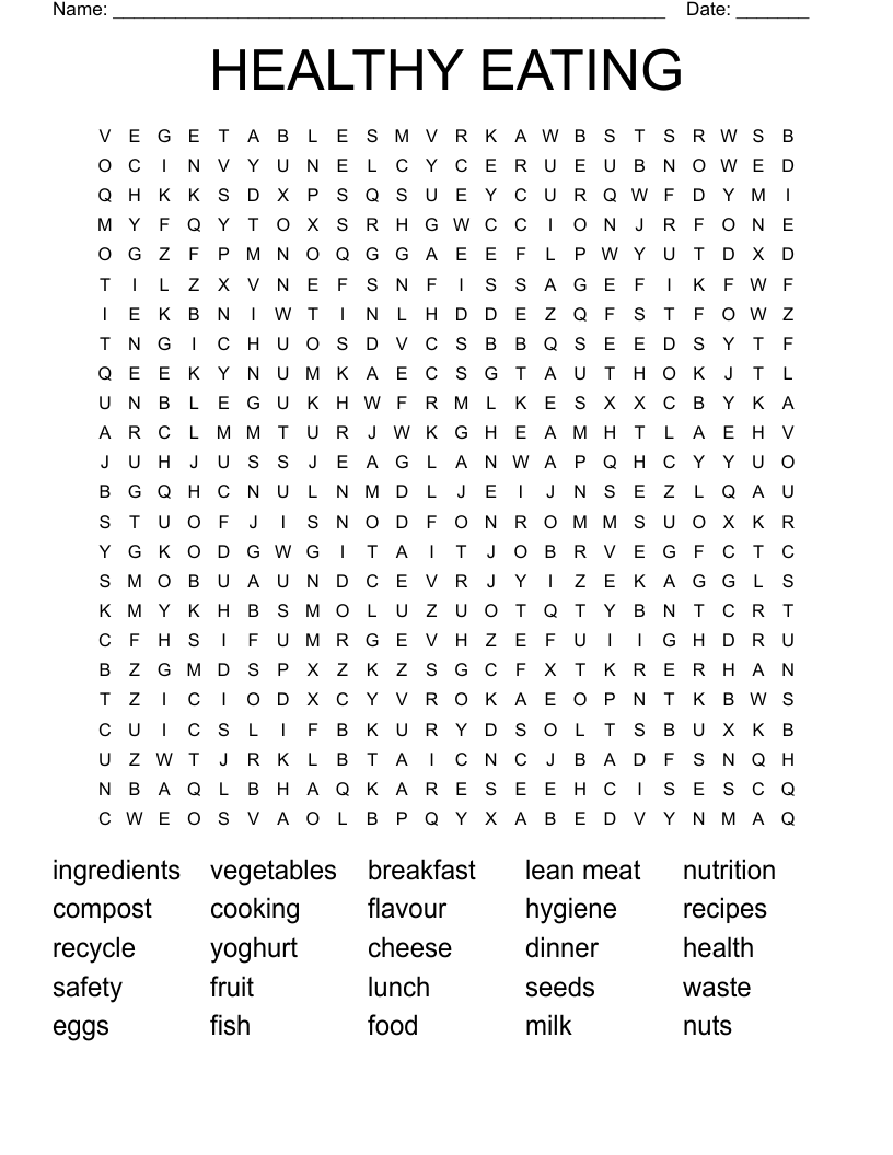 HEALTHY EATING Word Search