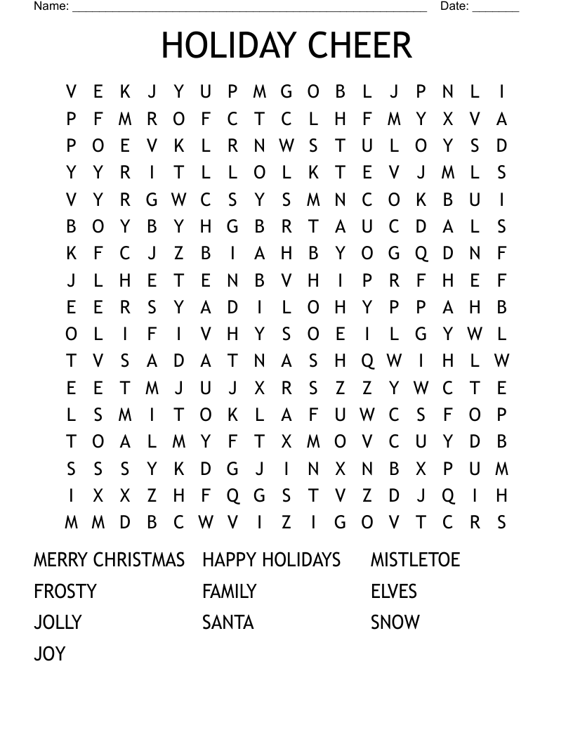 HOLIDAY CHEER Word Search