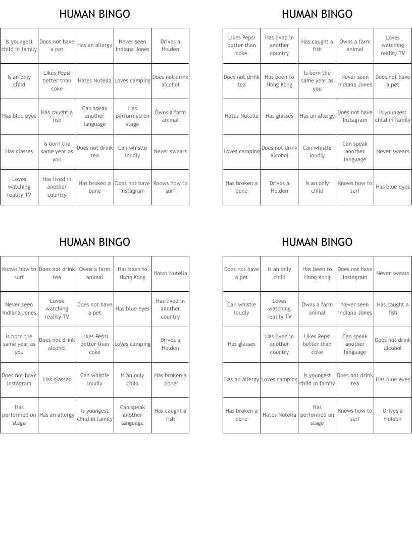HUMAN BINGO