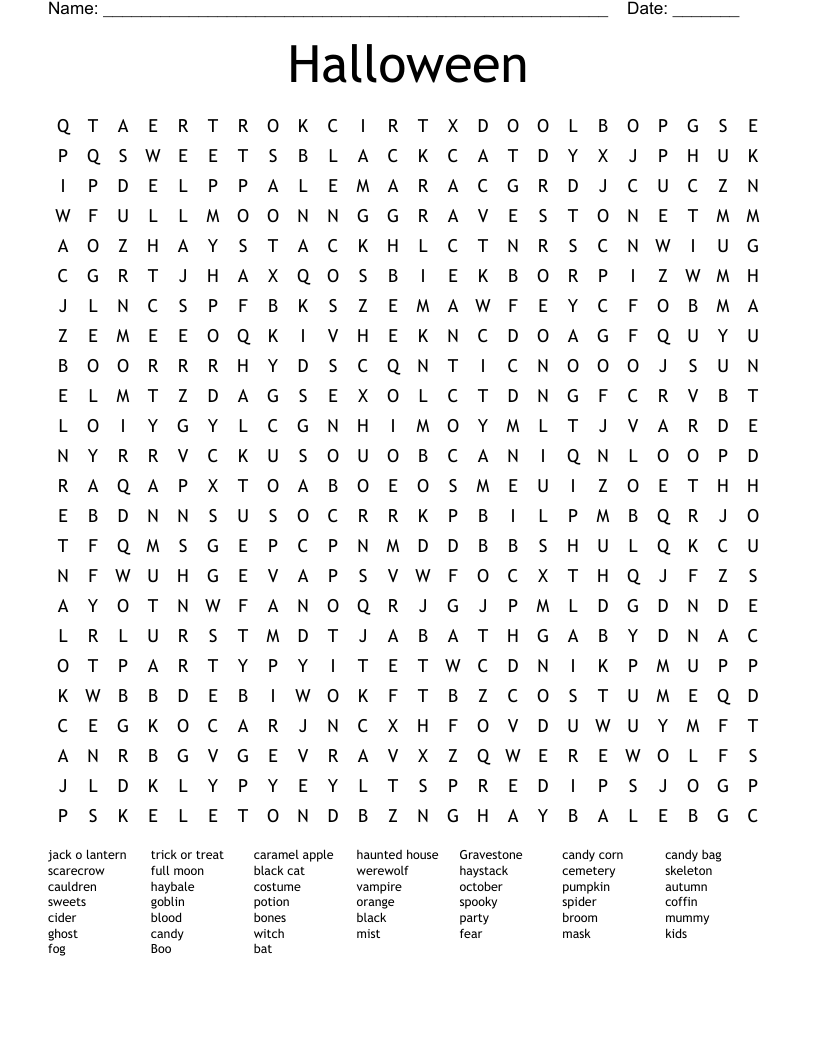 Halloween Word Search