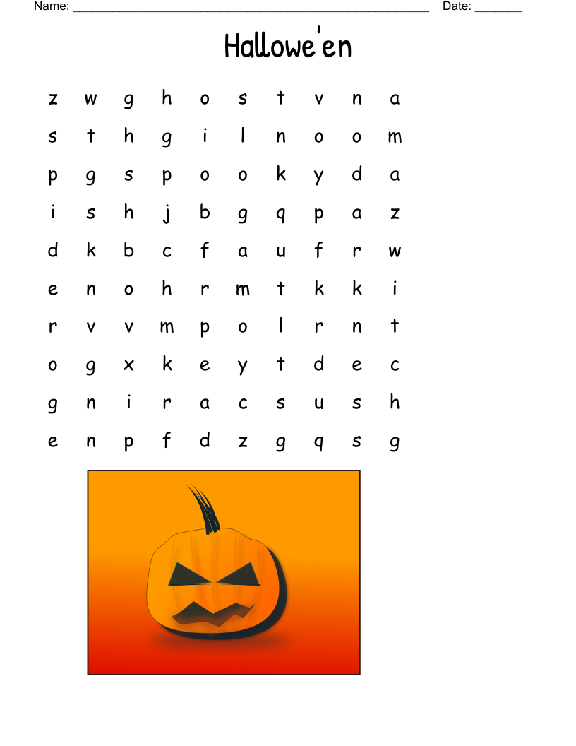 Hallowe'en Word Search