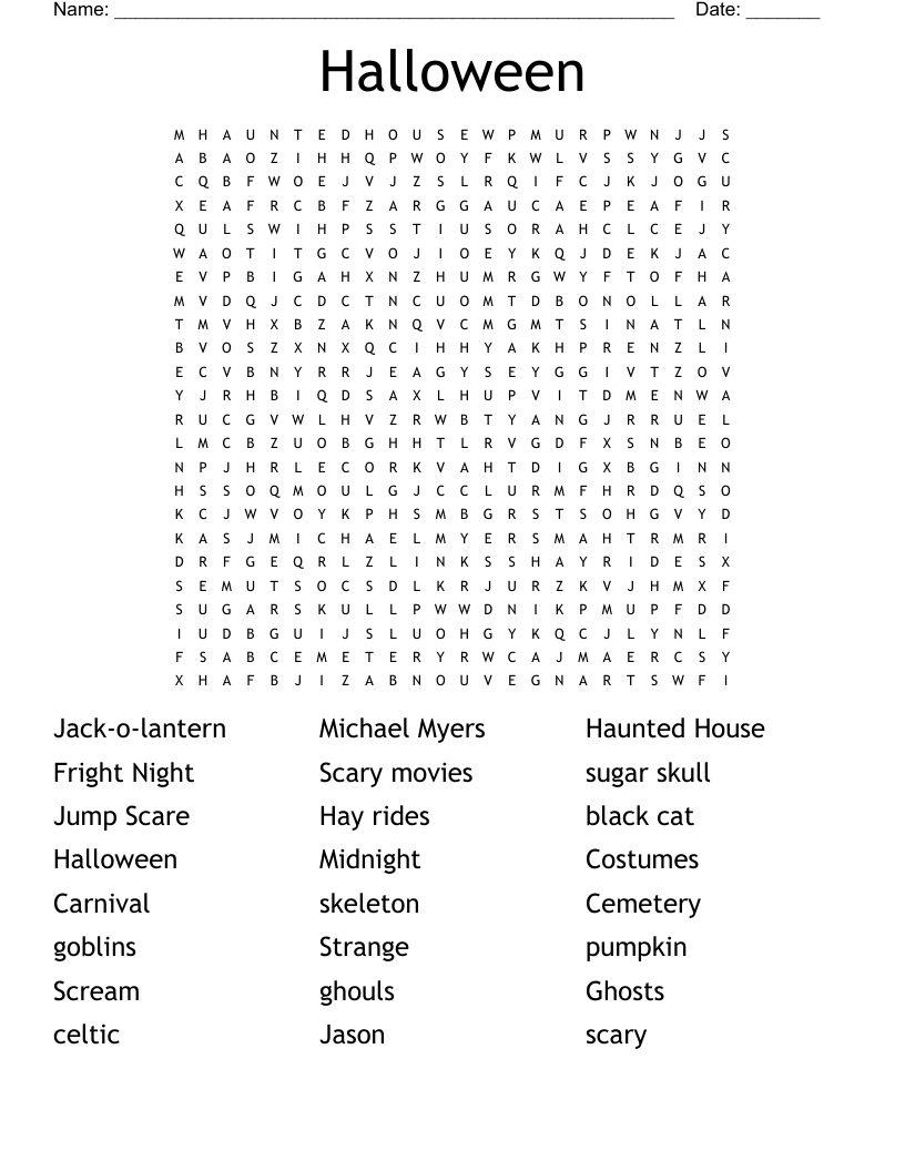 Halloween Word Search