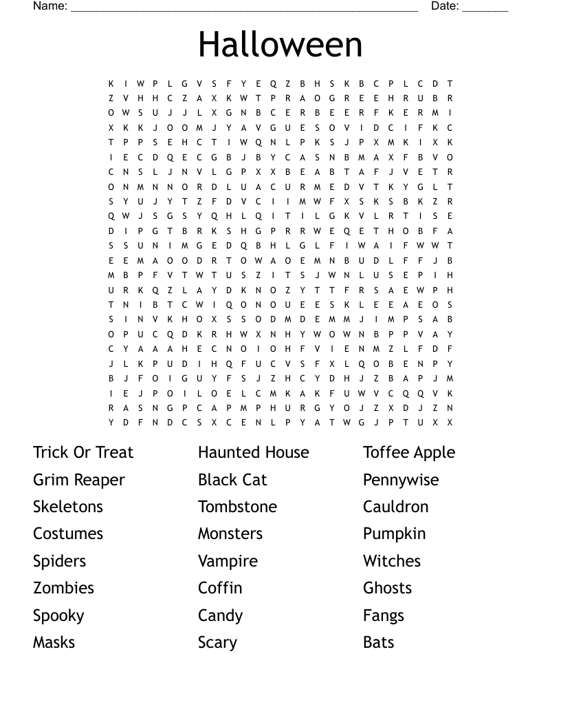 Halloween Word Search