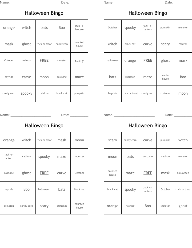 Halloween Bingo