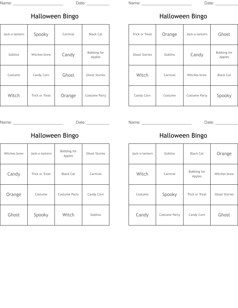 Halloween Bingo