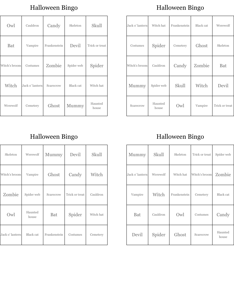 Halloween Bingo
