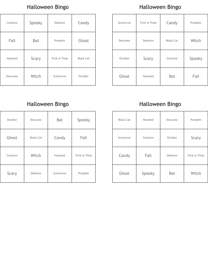 Halloween Bingo
