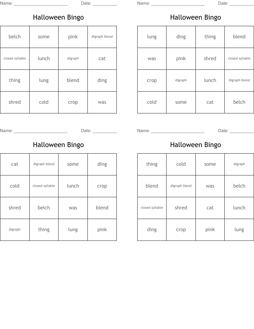 Halloween Bingo