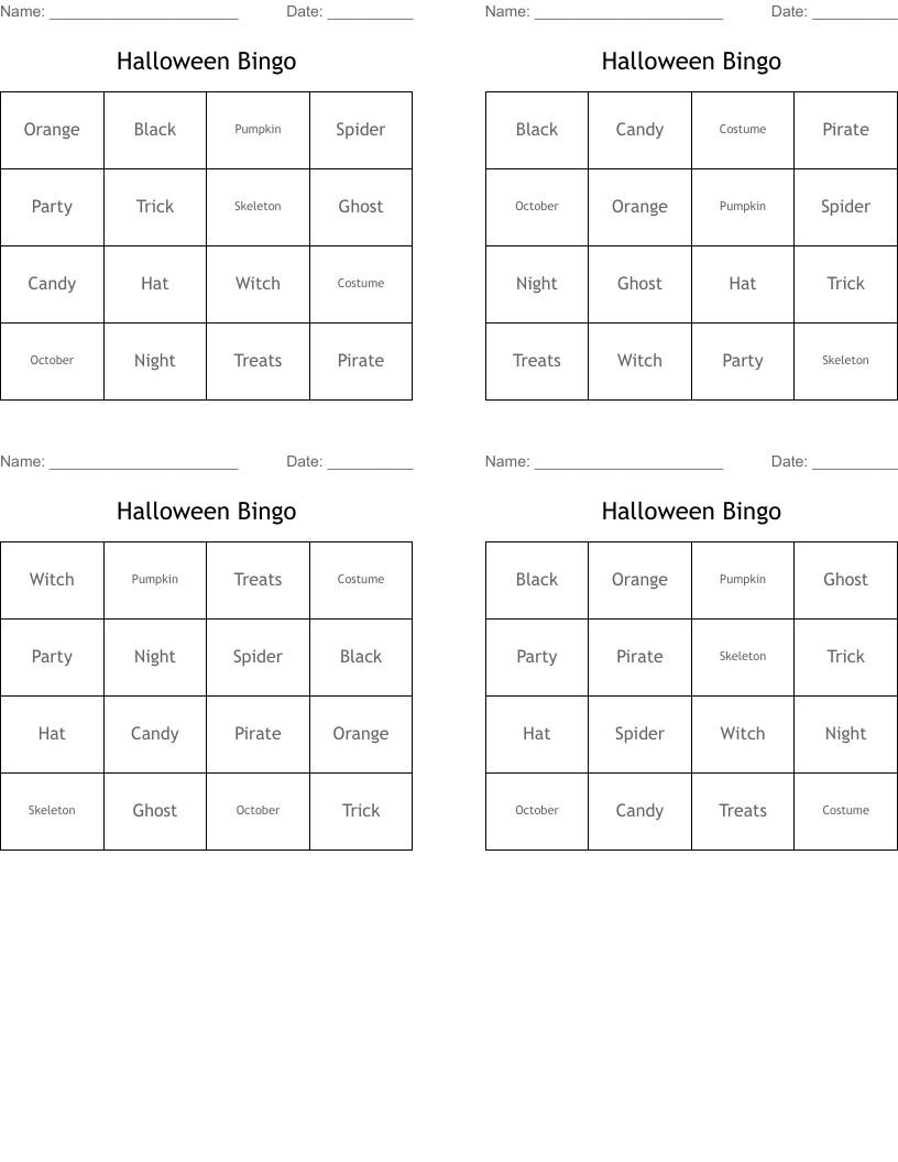 Halloween Bingo