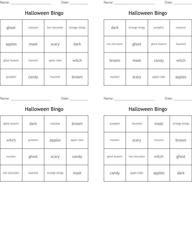 Halloween Bingo