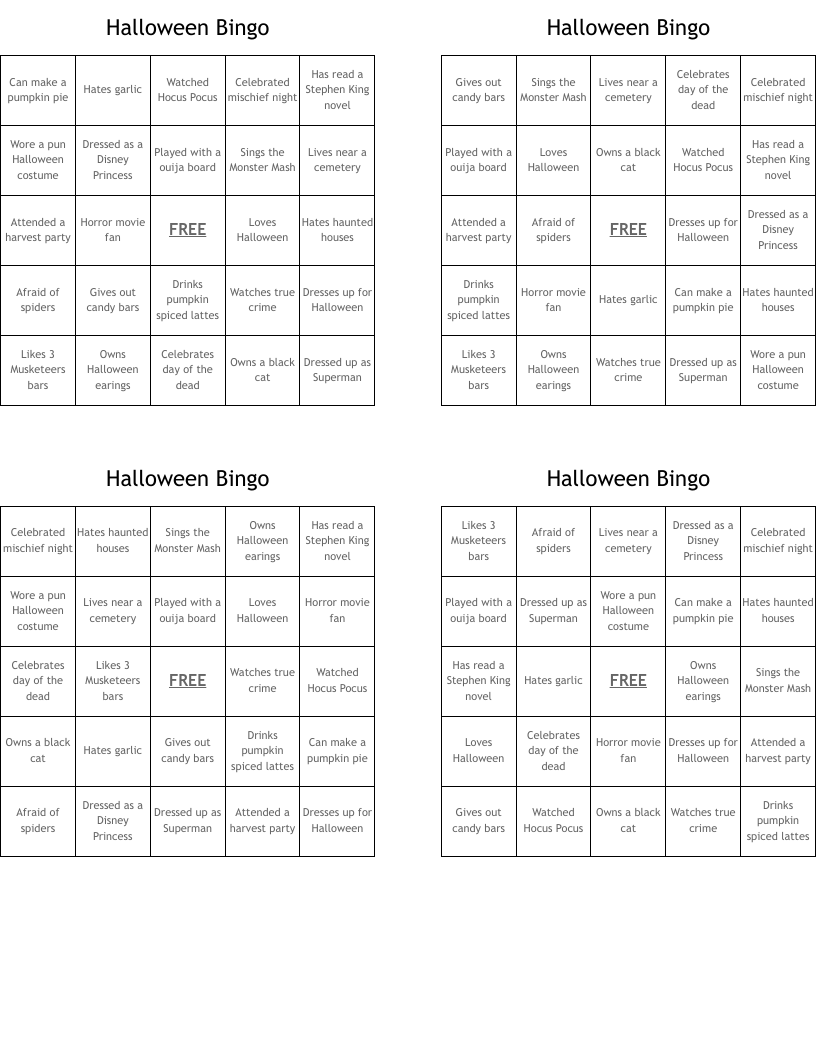 Halloween Bingo