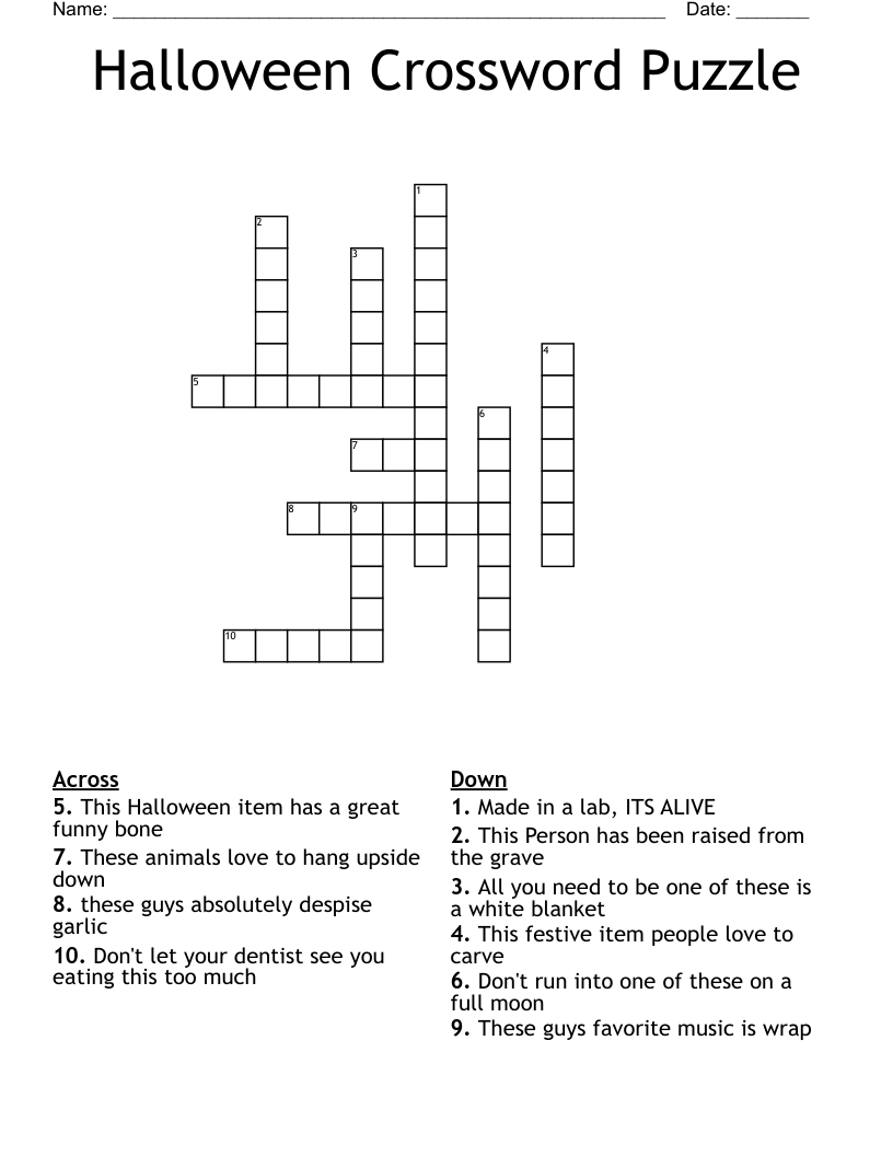 Halloween Crossword Puzzle