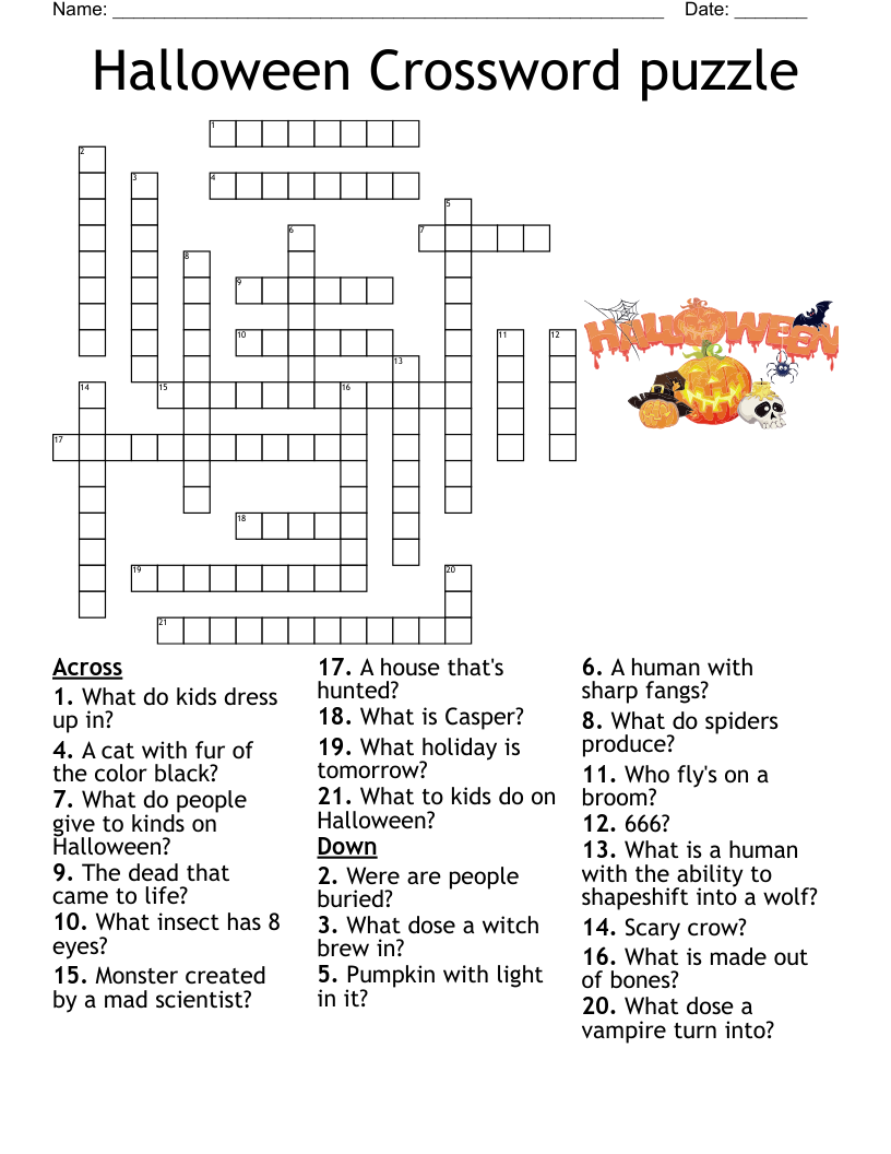 Halloween Crossword puzzle