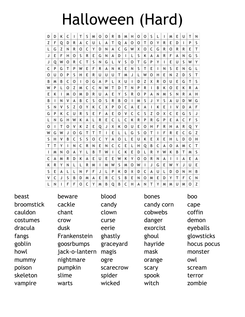 Halloween (Hard) Word Search