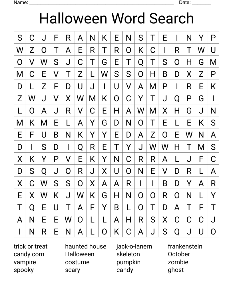 Halloween Word Search
