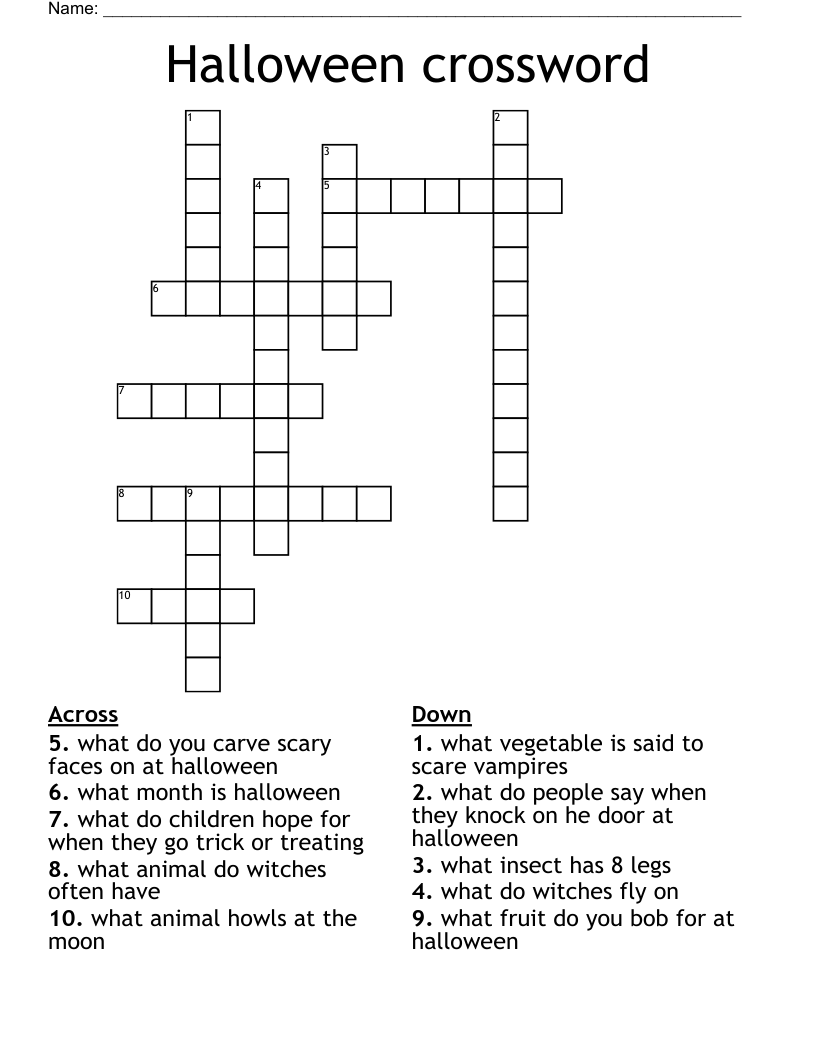 Halloween crossword