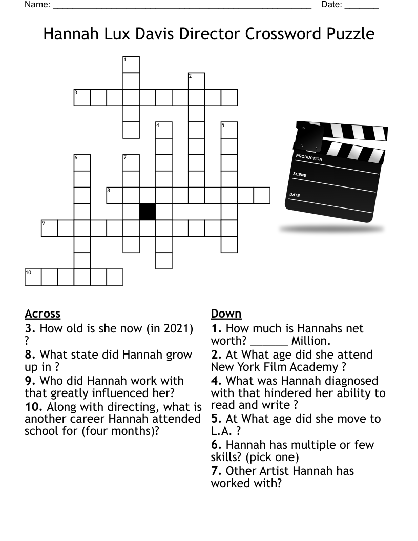 Hannah Lux Davis Director Crossword Puzzle