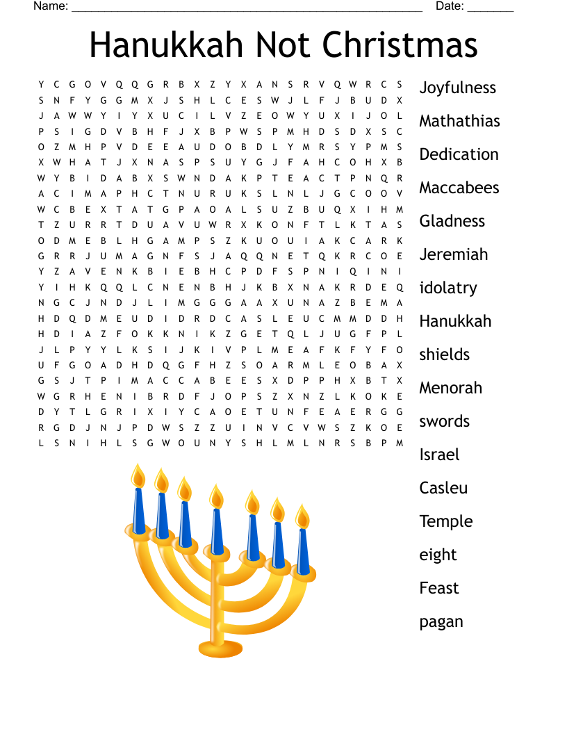 Hanukkah Not Christmas Word Search