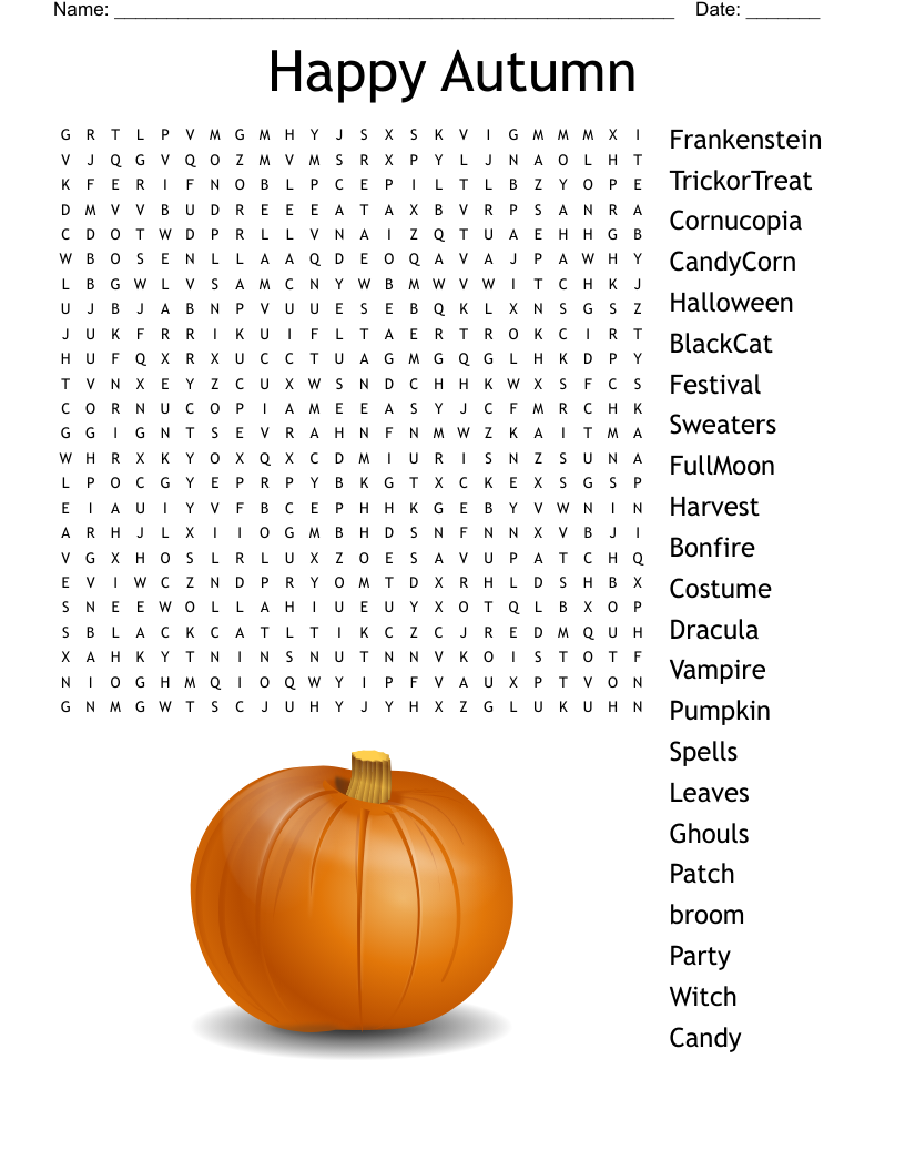 Happy Autumn Word Search