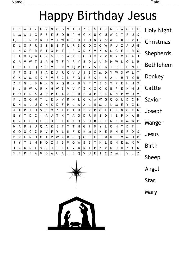 Happy Birthday Jesus Word Search