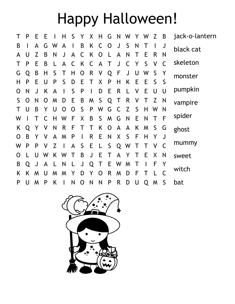 Happy Halloween!  Word Search