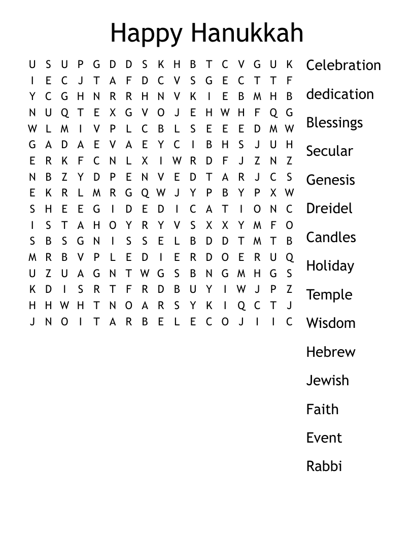 Happy Hanukkah Word Search