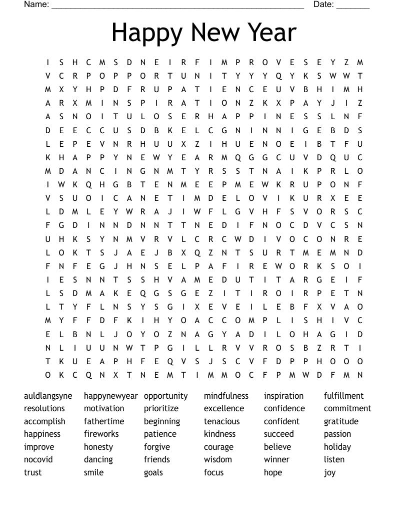 Happy New Year Word Search