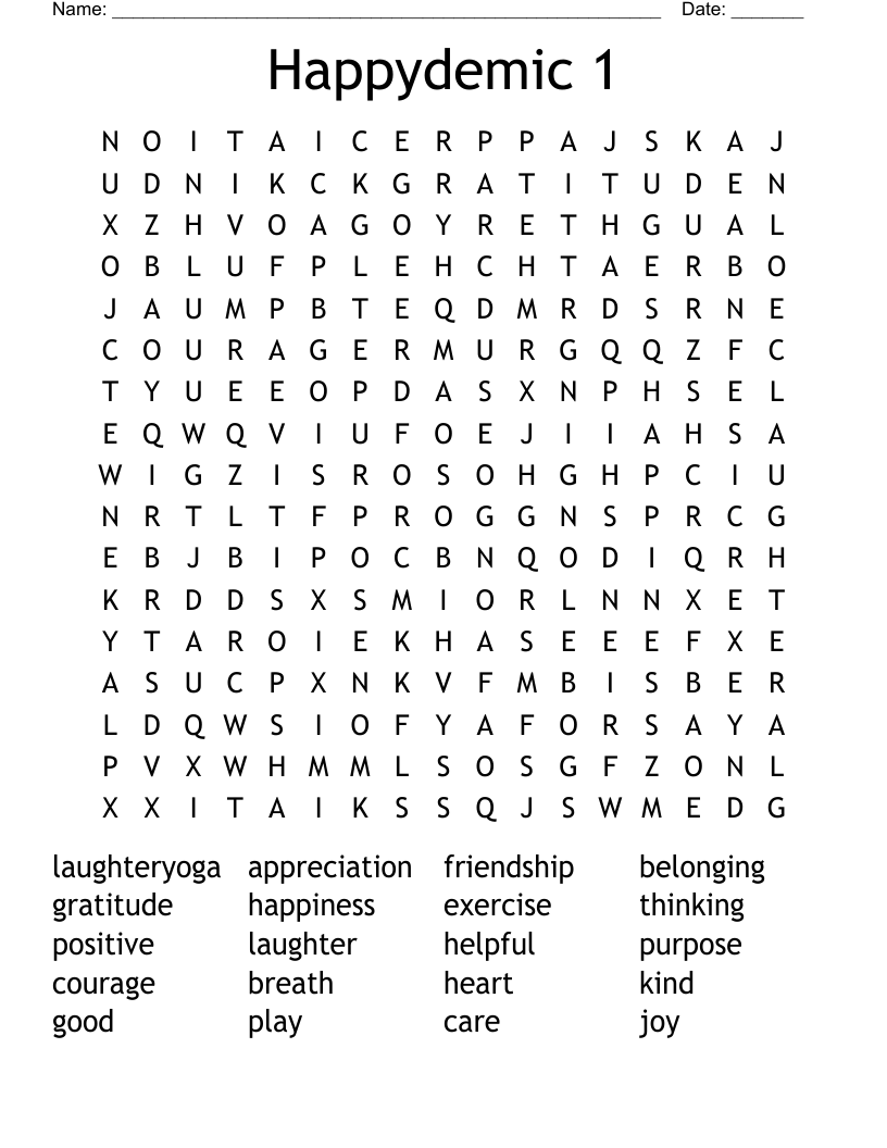 Happydemic 1 Word Search