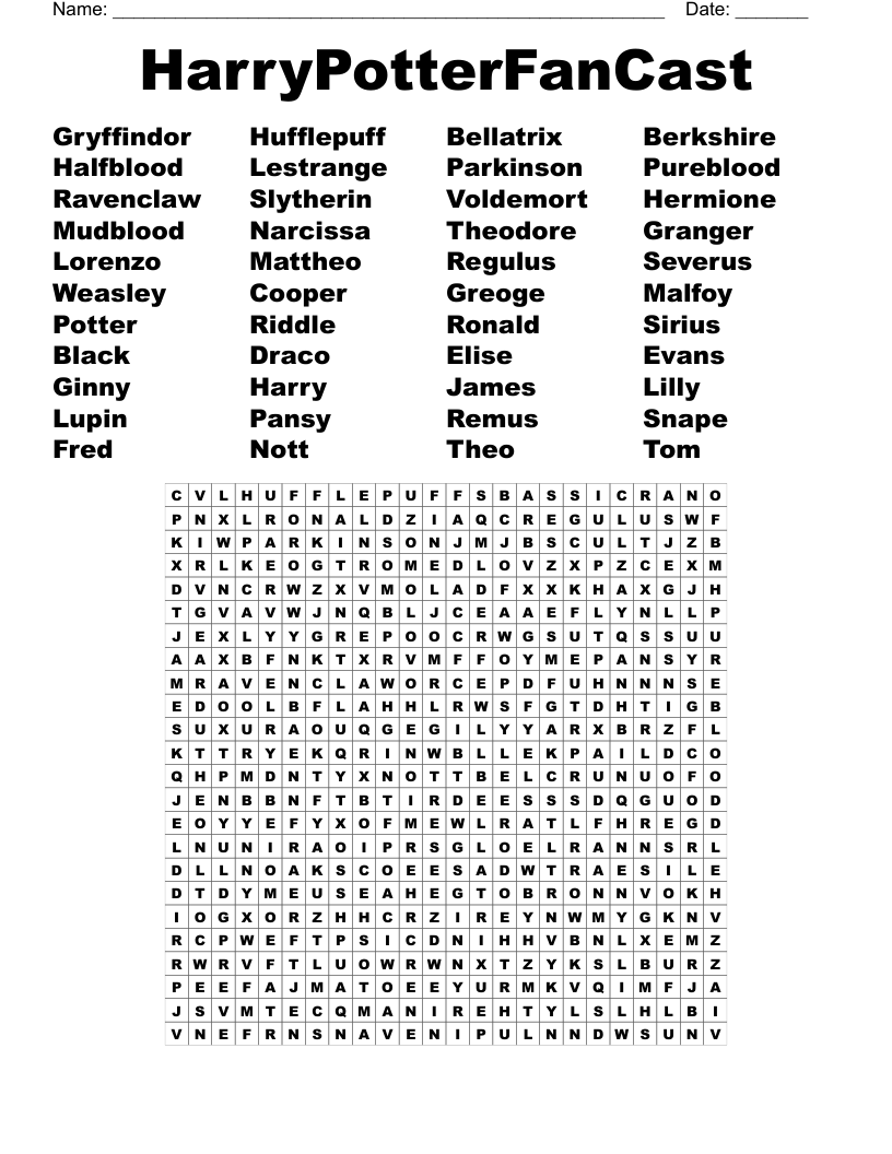 HarryPotterFanCast Word Search