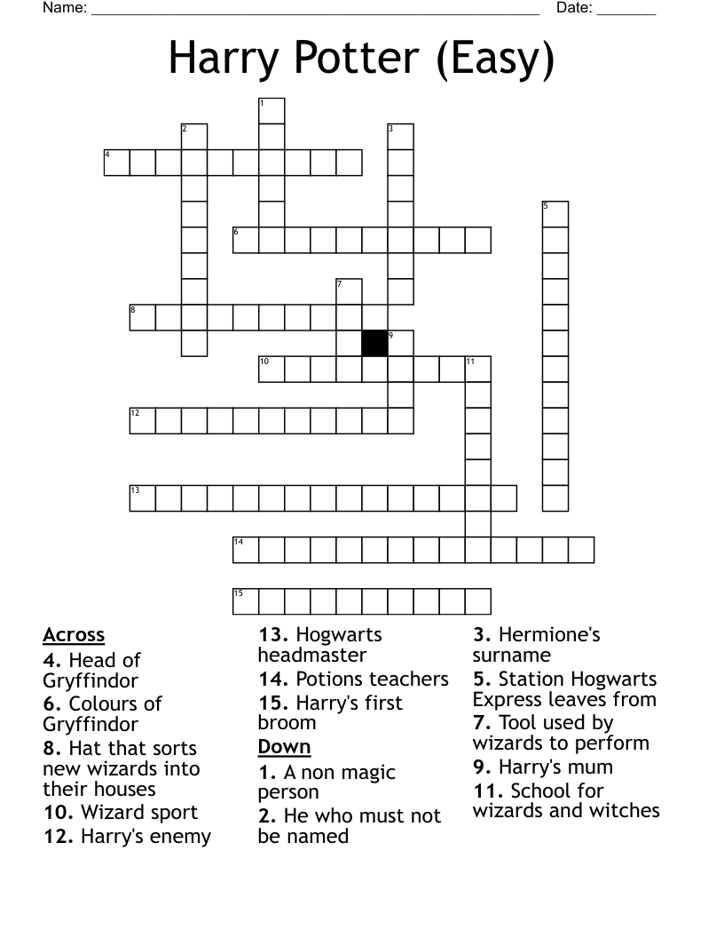Harry Potter (Easy) Crossword