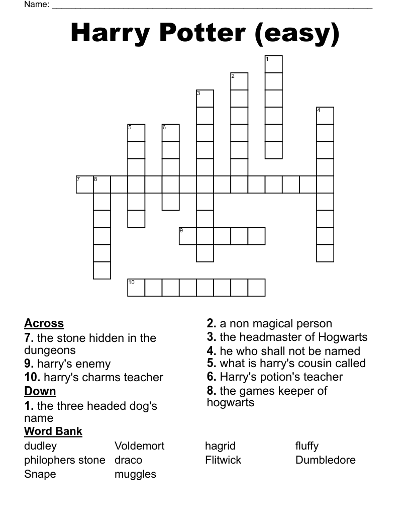 Harry Potter (easy) Crossword