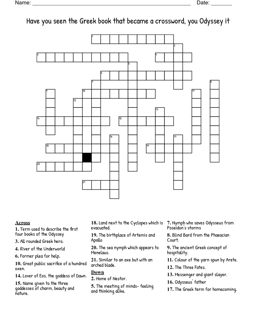 Have you seen the Greek book that became a crossword, you Odyssey it