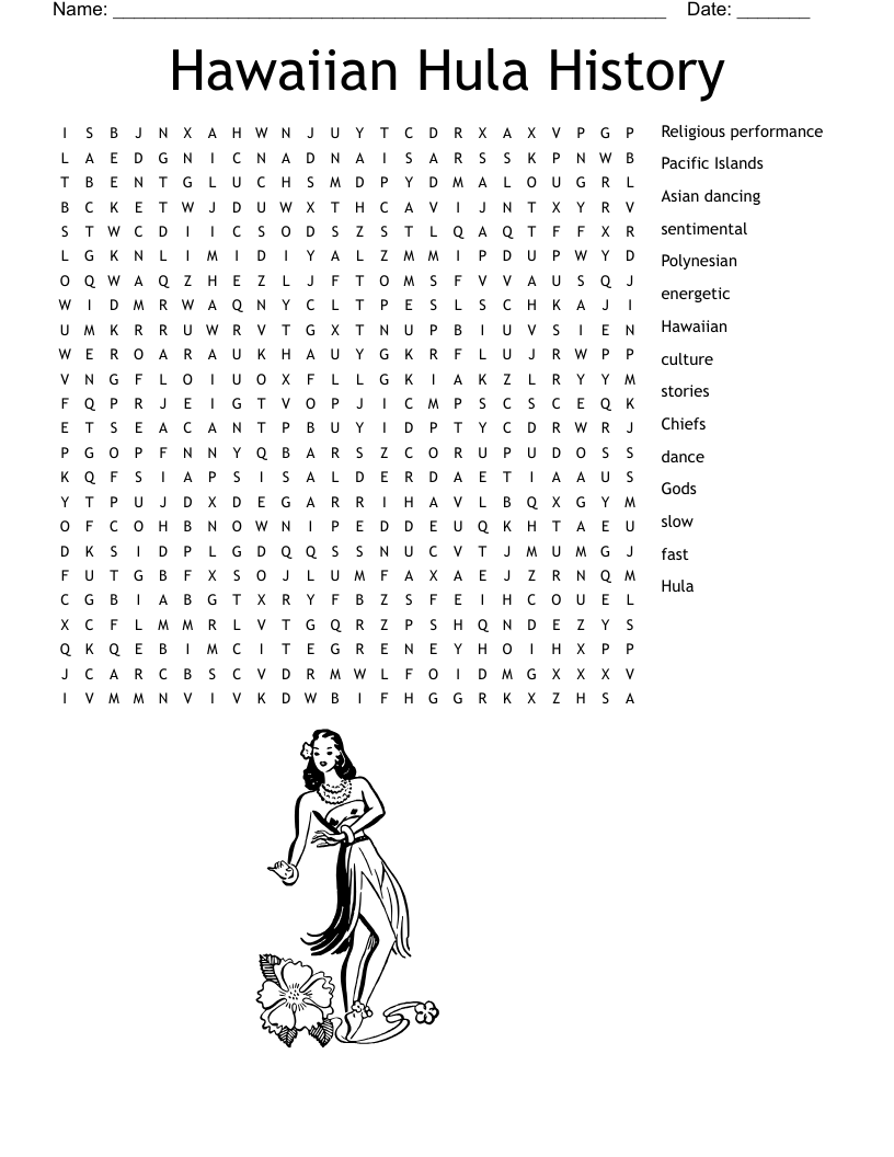 Hawaiian Hula History  Word Search