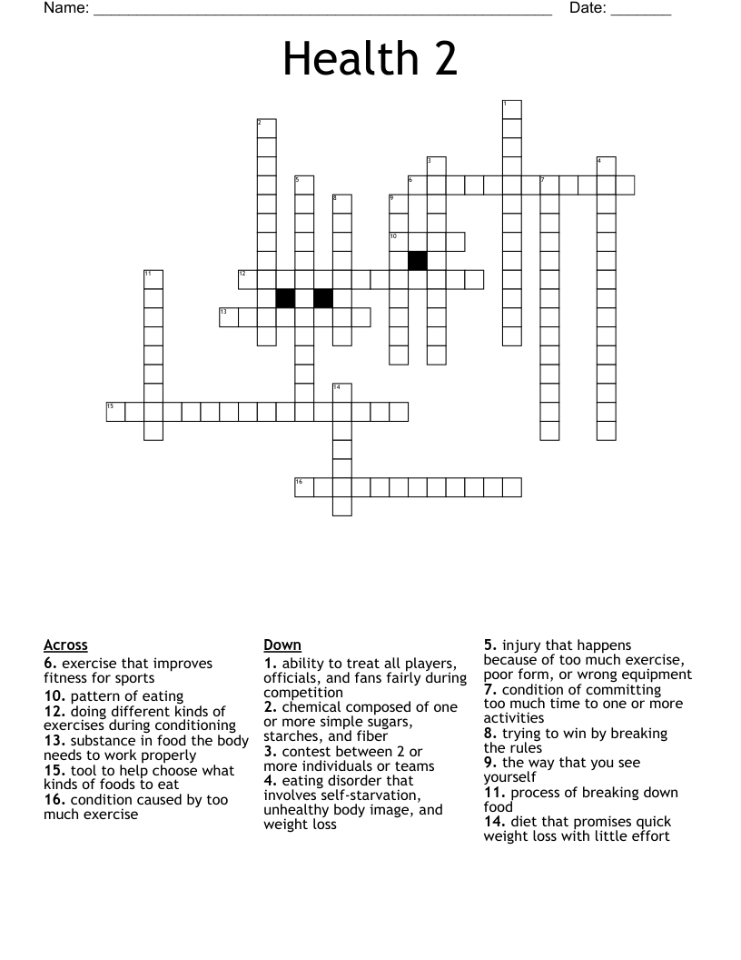 Health 2 Crossword