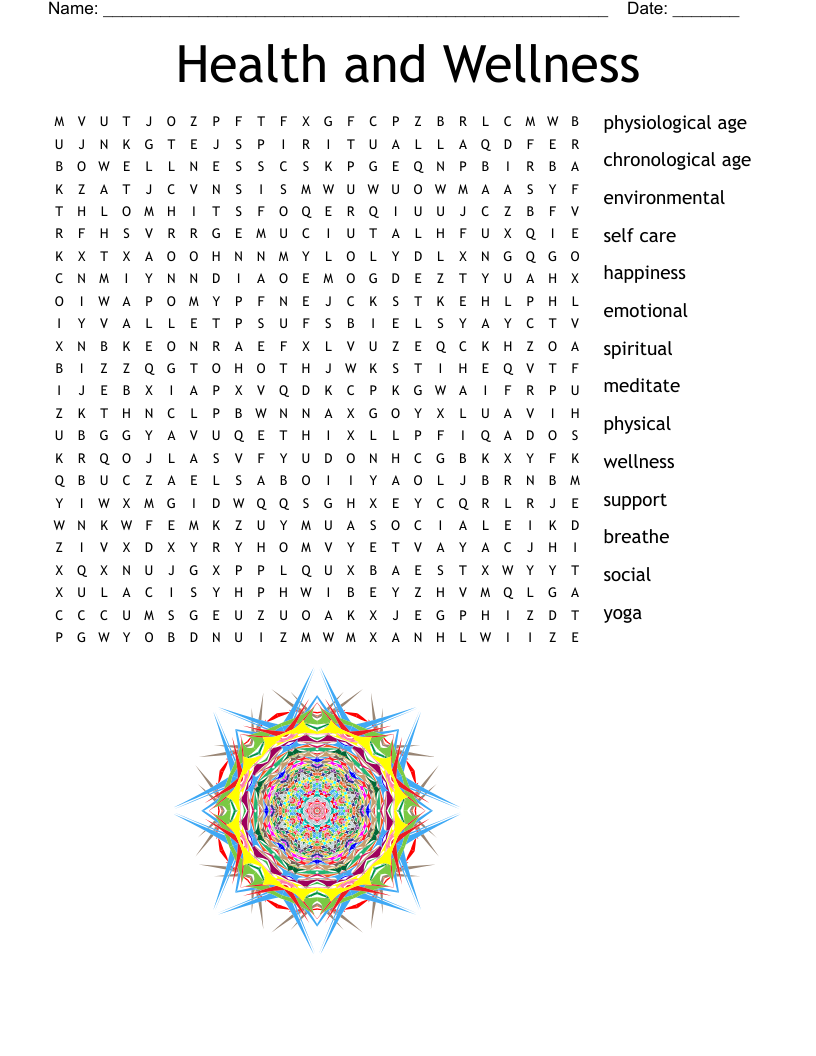 Health and Wellness  Word Search