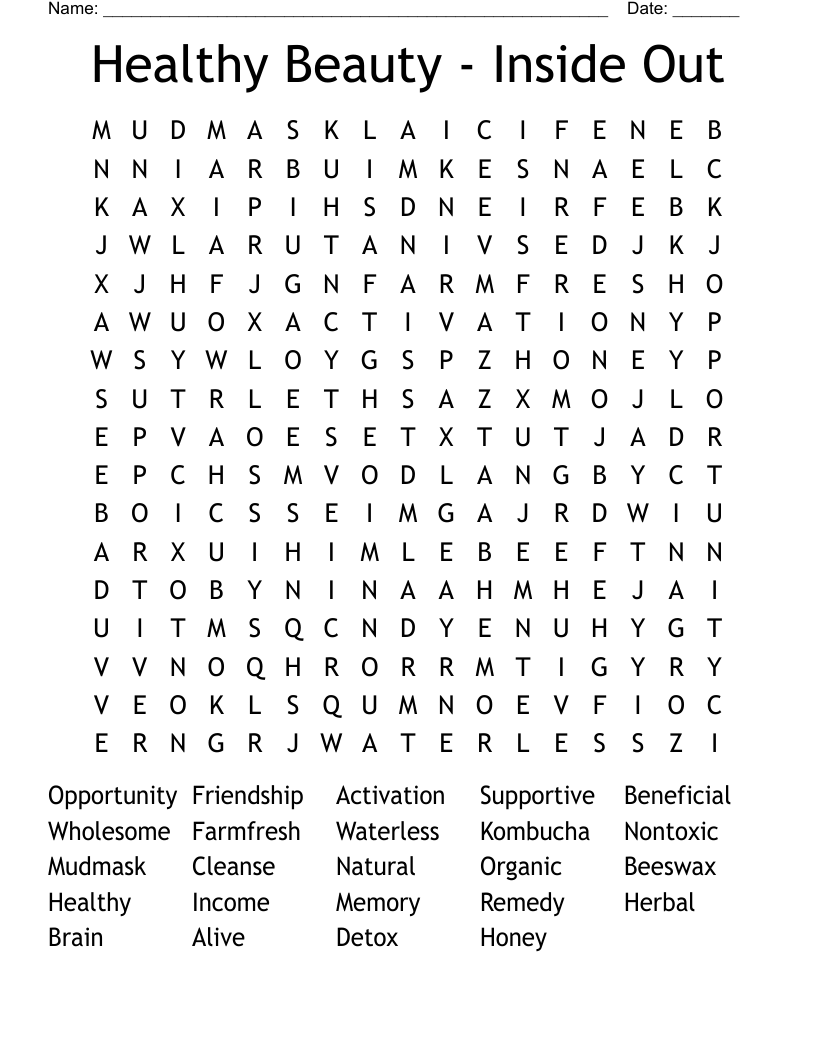 Healthy Beauty - Inside Out Word Search