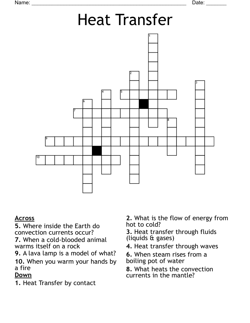 Heat Transfer Crossword