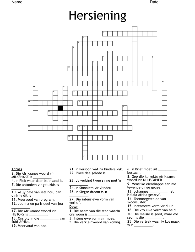 Hersiening Crossword