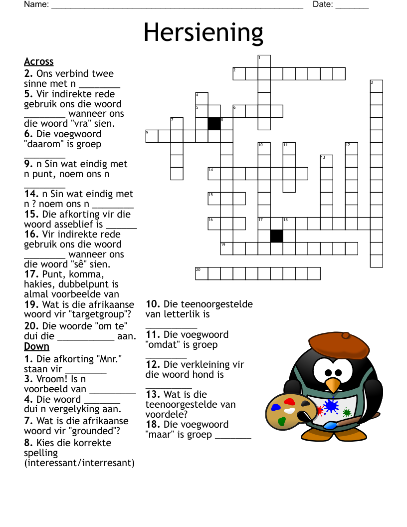 Hersiening Crossword