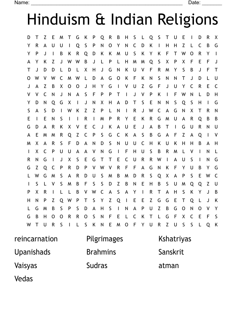 Hinduism & Indian Religions Word Search