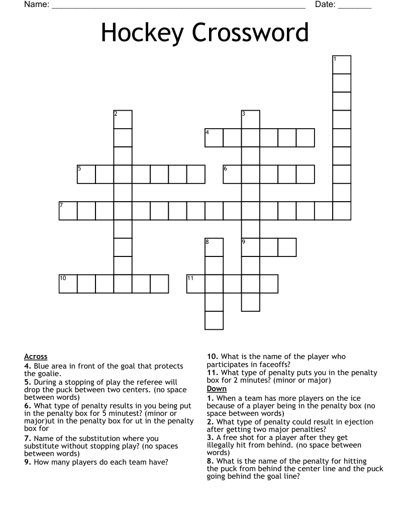 Hockey Crossword